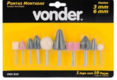 Jogo De Pontas Montadas 10 Peças Com Haste 6mm 1/4 Vonder