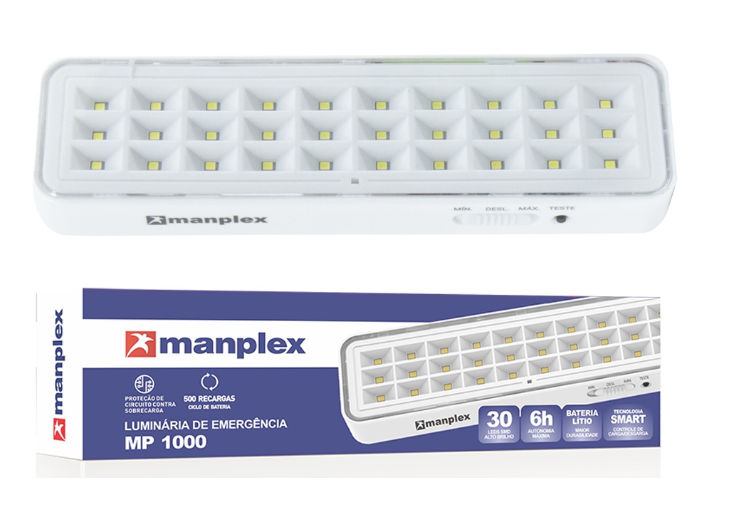 LUMINÁRIA DE EMERGÊNCIA 30 LEDS MANPLEX