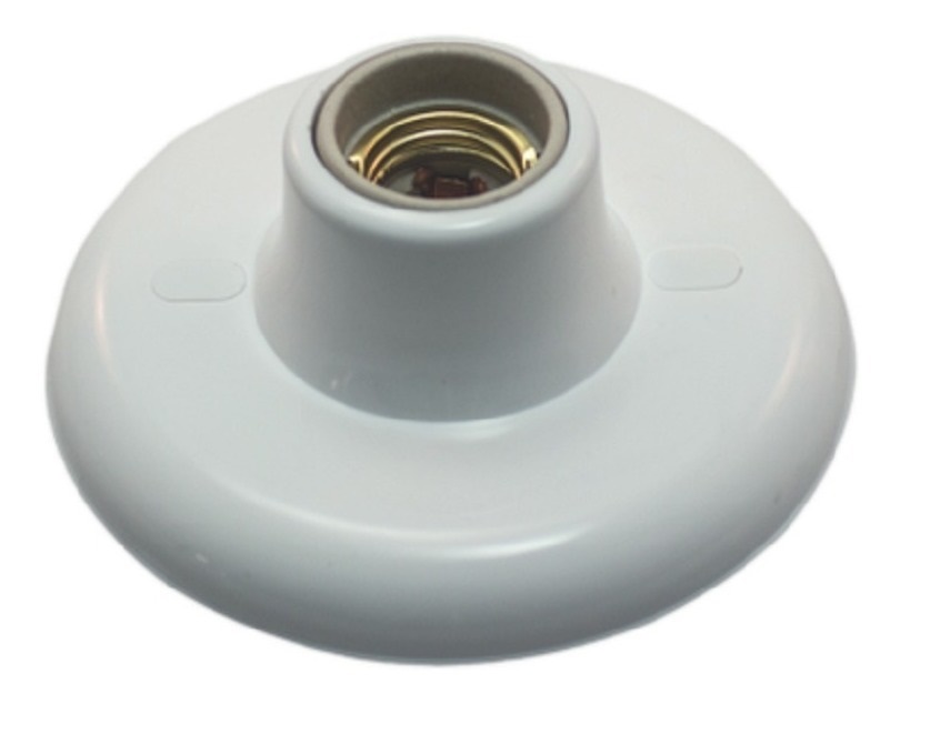 PLAFON PVC 1XE27 SOQUETE EM PORCELANA BRANCO REDONDO LISO
