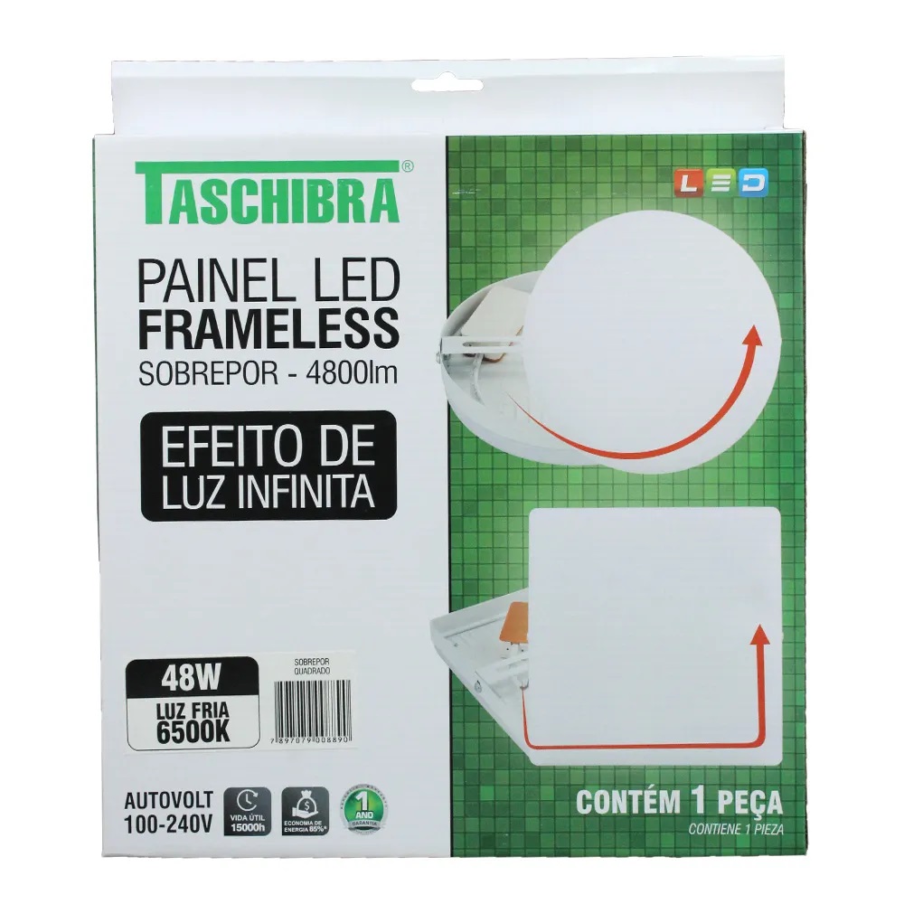PAINEL LED 48W QUAD SOB 6500K FRAMELESS TASHIBRA