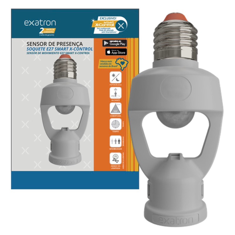 SENSOR DE PRESENCA COM SOQUETE E27 EXATRON